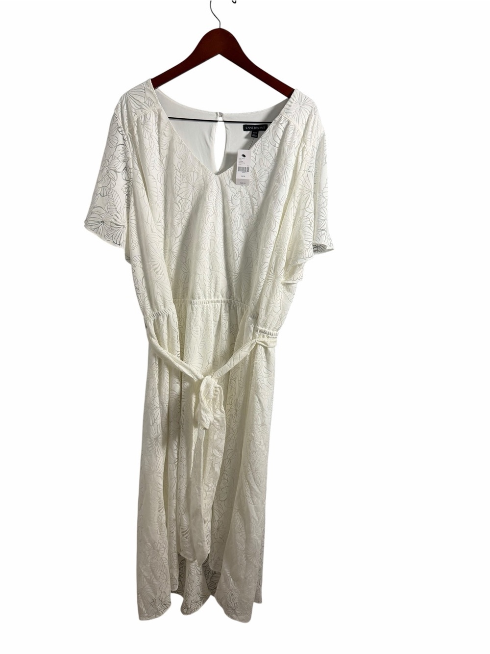 Lane Bryant White Lace V-Neck Maxi Dress with Tie Waist 26/28 - Picture 3 of 12